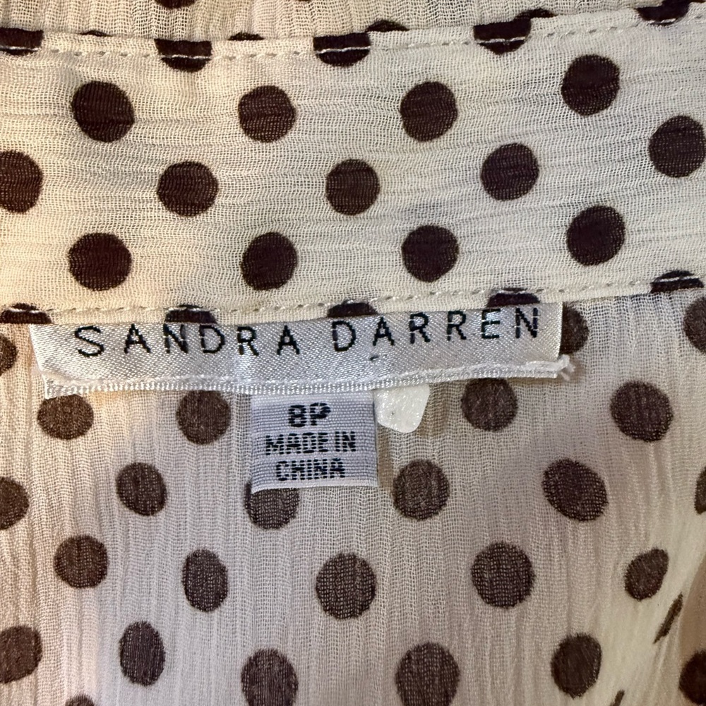 Sandra Darren Cream and Black Polka Dot Dress - Picture 7 of 10